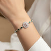 Purple Stone Green Bead Bracelet ( Adjustable )