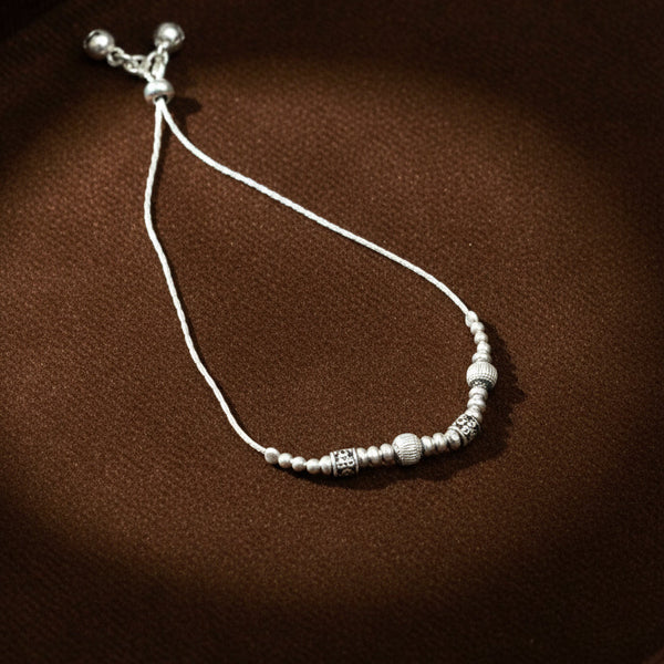 Silver Beaded Adjustable Bracelet