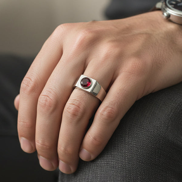 Red Diamond 925 Silver Ring