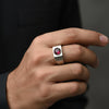 Red Diamond 925 Silver Ring