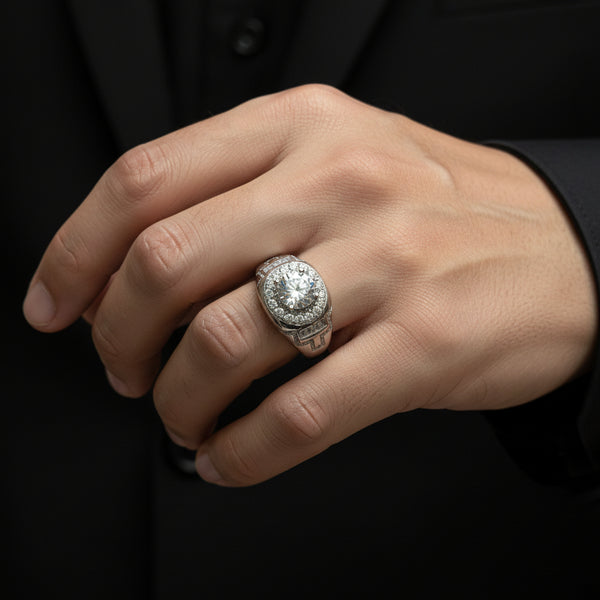 Solitaire 925 Silver Mens Ring