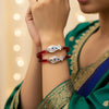 Fish Design Silver Red Kada Bangle,   Size ( 2/6 )