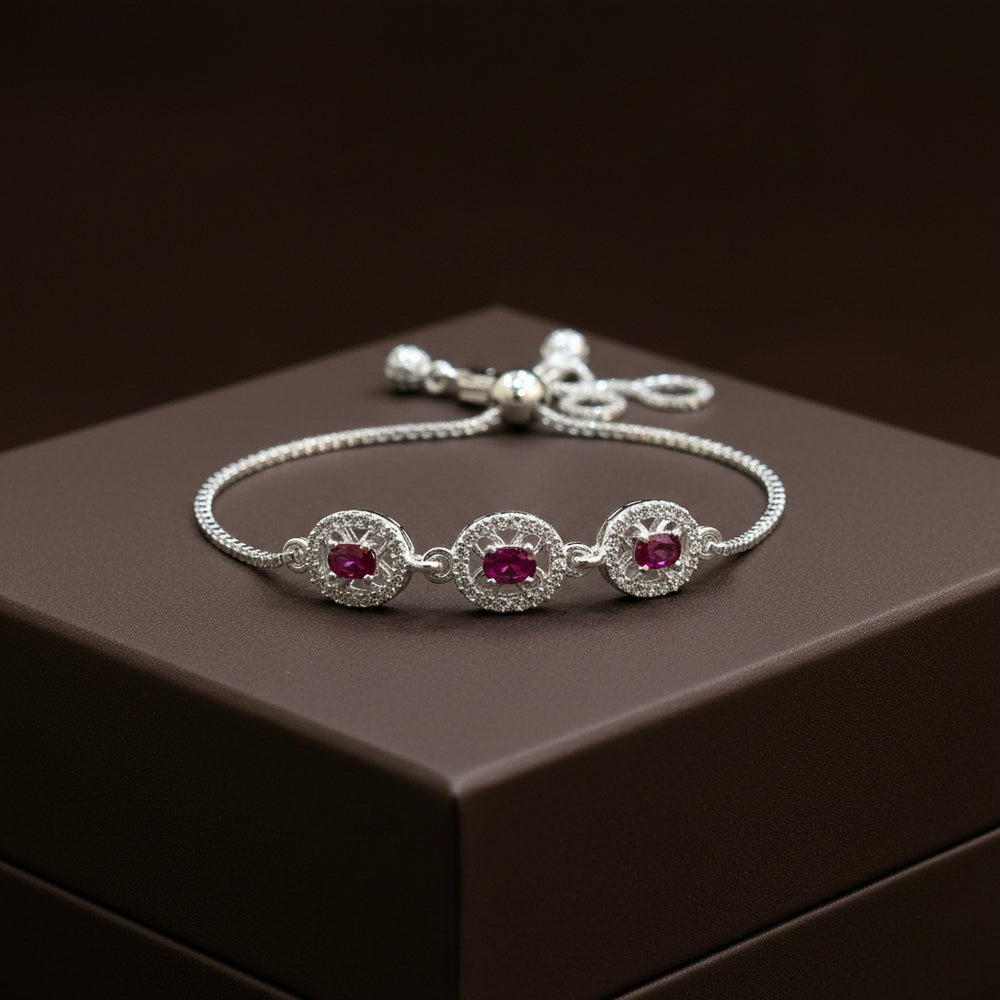 Trio Red Floral Bracelet  ( Adjustable )