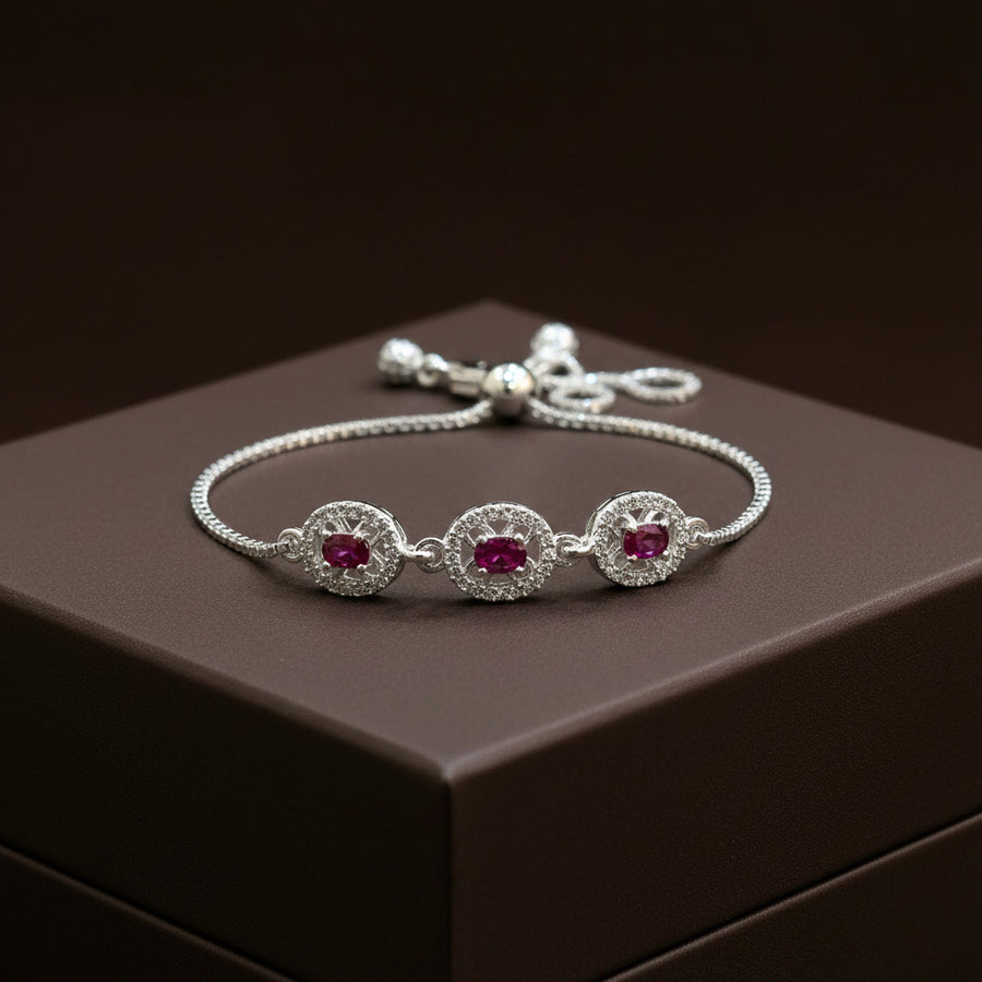 Trio Red Floral Bracelet  ( Adjustable )