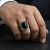 Black Onyx Heritage Silver Mens  Ring