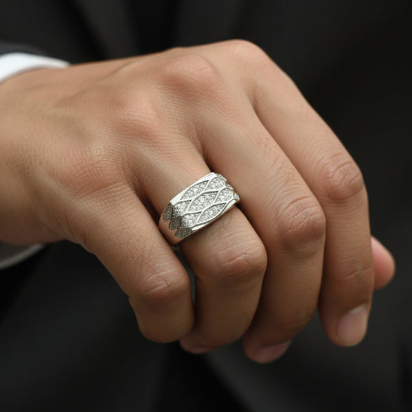 Elegant Vine 925 Silver Mens Ring