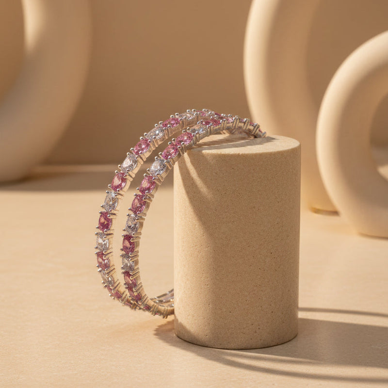 Rosé Radiance Bangles With White Pink Diamonds,  Size (2/8)