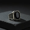 Black Onyx Heritage Silver Mens  Ring
