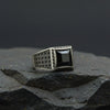 Onyx Edge Mens Silver Ring