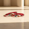 Silver Peacock Design Red kada Bangels,    Size (2/)