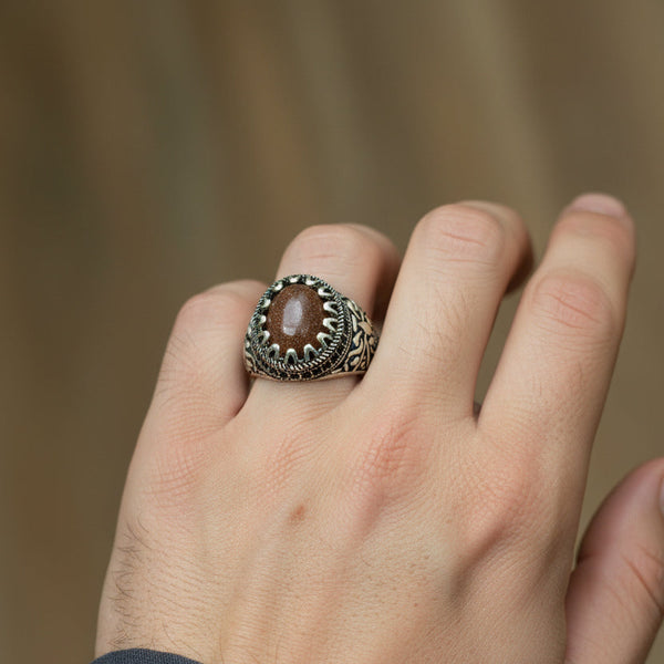 Vintage Crest Silver Mens Ring