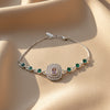 Purple Stone Green Bead Bracelet ( Adjustable )