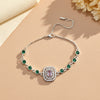 Purple Stone Green Bead Bracelet ( Adjustable )