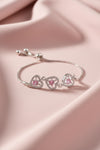 Pink Heart Trinity Bracelet  ( Adjustable )
