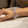 Pink Heart Stone Design Bangle,  Size(2/6)
