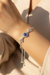 Blue Evil Eye Triangle Bracelet ( Adjustable )