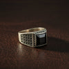 Onyx Edge Mens Silver Ring