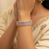 Pink Heart Stone Design Bangle,  Size(2/6)