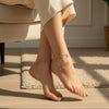 Silver Beaded Crystal Owl Charm 925 Anklet
