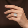 ⏹️ The Grand Square Cocktail Silver Ring with Beaded Band 💍✨