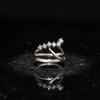 💖 Modern Edge Silver Ring with Overlapping Crystal Band 🌟✨