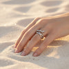 💖 Modern Edge Silver Ring with Overlapping Crystal Band 🌟✨