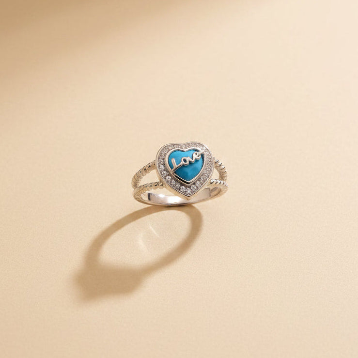 💖 The Azure Promise Love Silver Ring ✨❤️