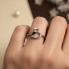 💖 Blue Ocean Heart Silver Ring with Curved Setting 🌟✨
