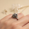 ✨ Elegant Oxidized Flower Ring with Center Stone