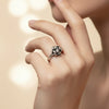 ✨ Elegant Oxidized Flower Ring with Center Stone