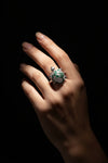 🔱 The Divine Om Tortoise Silver Ring with Green Enamel Outline