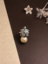 🔱 The Divine Om Tortoise Silver Ring with Green Enamel Outline