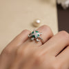 🧭 Feng Shui Tortoise Silver Ring with Crystal Cross Shell
