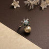🧭 Feng Shui Tortoise Silver Ring with Crystal Cross Shell