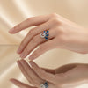💍 The Royal Blue Enamel Fan Shape Silver Ring