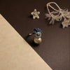 💍 The Royal Blue Enamel Fan Shape Silver Ring