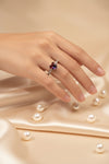 🔮 The Mystical Alexandrite Silver Ring with Crystal Row