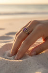 ❤️ The Ruby Glow Silver Ring with Vertical Baguette Row 💍✨
