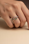 🌸 The Emerald Wave Double Band Silver Ring 💍✨