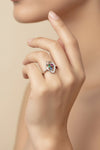 ✨ Elegant Three Stone Heart Crystal Ring