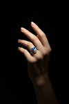 💍 The Royal Blue Enamel Fan Shape Silver Ring