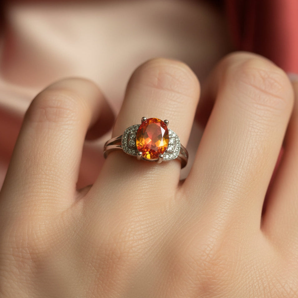 💮 Modern Yellow and Pink Ombré Silver Ring