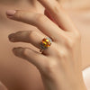 💮 Modern Yellow and Pink Ombré Silver Ring
