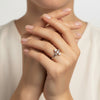 💮 Geometric Shiny Silver Ring with White Crystals